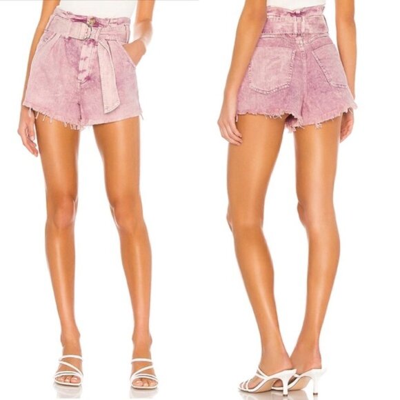 Free People Pants - NWT Free People See you sometime paper bag waist cut off pink shorts size XS